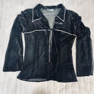 Black Sheer Jacket with White Trim